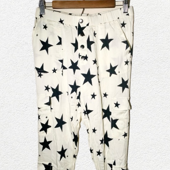 Chaser Black Stars Print Lounge Cargo Jogger Sweatpants Size Medium - Picture 3 of 6